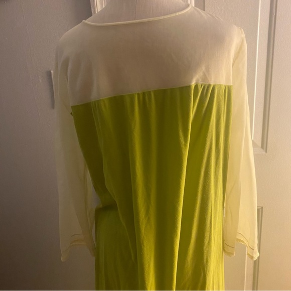 Vintage avocado green cream 3/4 sleeve midi nightgown sleepwear sleep - Picture 11 of 14